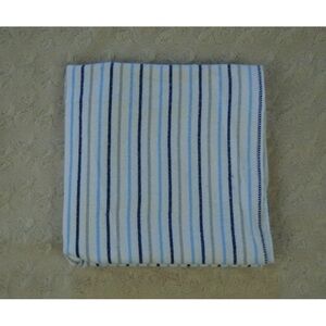 Just Born Stripes Baby Receiving Blanket White Blue Gray Flannel Cotton Thin